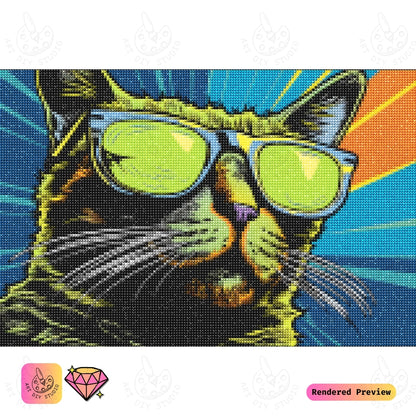 Artdiystudio Cool Cat Vibes Diy Diamond Painting Kit A Groovy Feline Masterpiece 2