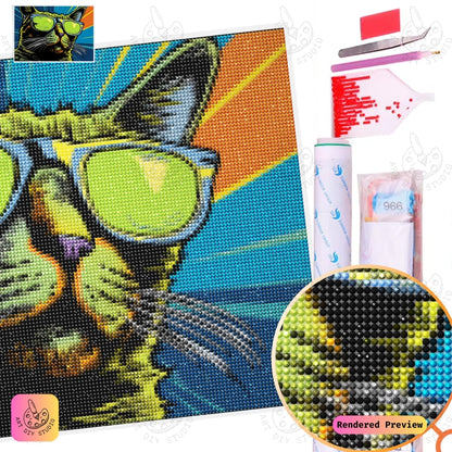Artdiystudio Cool Cat Vibes Diy Diamond Painting Kit A Groovy Feline Masterpiece 5