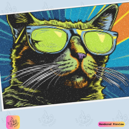 Artdiystudio Cool Cat Vibes Diy Diamond Painting Kit A Groovy Feline Masterpiece 6