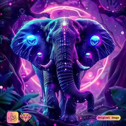 Artdiystudio Cosmic Glow Elephant Diy Diamond Painting Kit A Radiant Enchantment In Art