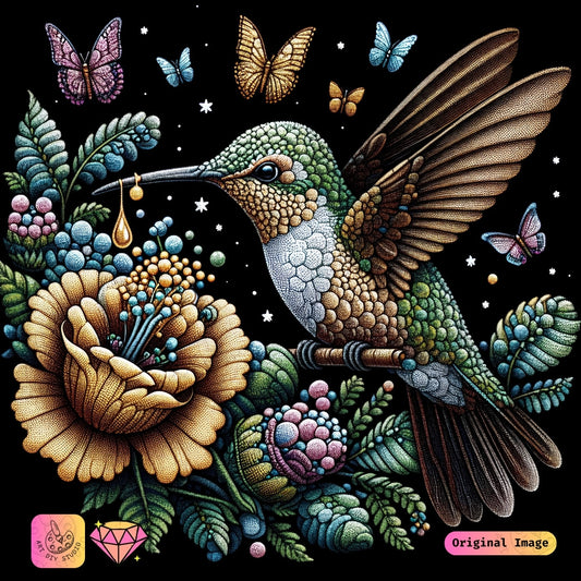 Artdiystudio Cosmic Hummingbird Diy Diamond Painting Kit A Magical Flight Of Color