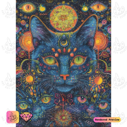 Artdiystudio Cosmic Paws Diy Diamond Painting Kit A Mystical Cat In The Stars 2