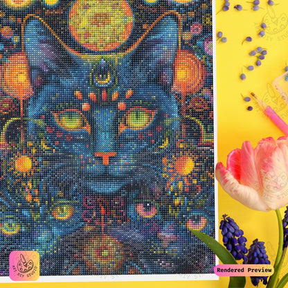 Artdiystudio Cosmic Paws Diy Diamond Painting Kit A Mystical Cat In The Stars 3