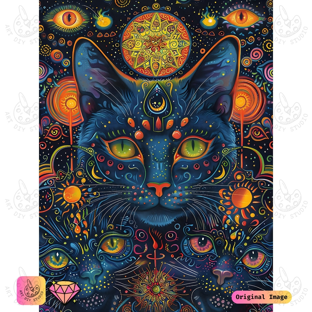 Artdiystudio Cosmic Paws Diy Diamond Painting Kit A Mystical Cat In The Stars
