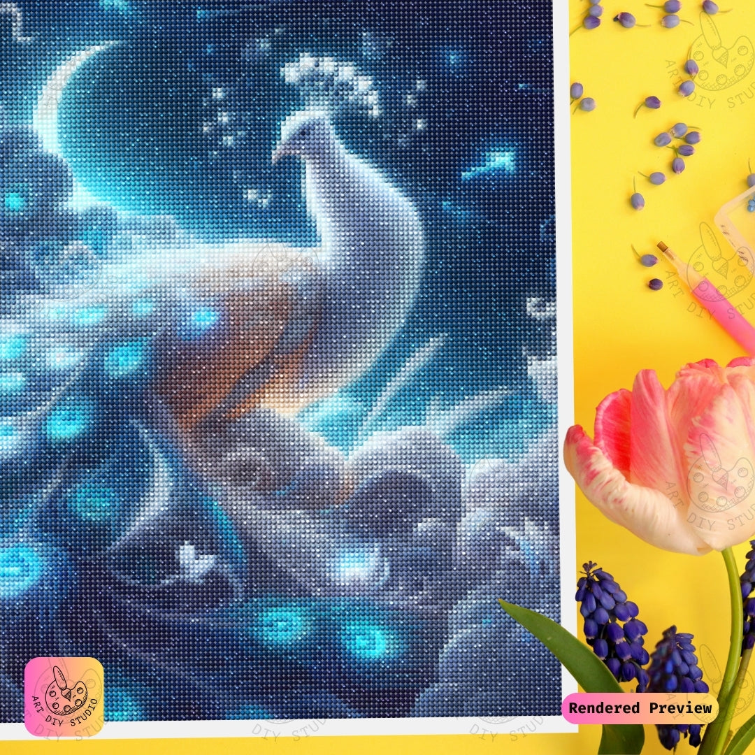 Artdiystudio Cosmic Peacock Dream Diy Diamond Painting Kit A Journey Into The Stars 4