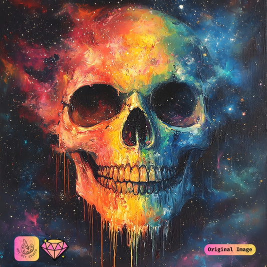 Artdiystudio Cosmic Skull Vibes Diy Diamond Painting Kit A Galactic Fusion Of Color