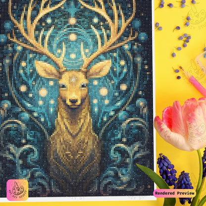 Artdiystudio Cosmic Stags Aura Diy Diamond Painting Kit A Magical Journey Into The Heart Of The Forest 4