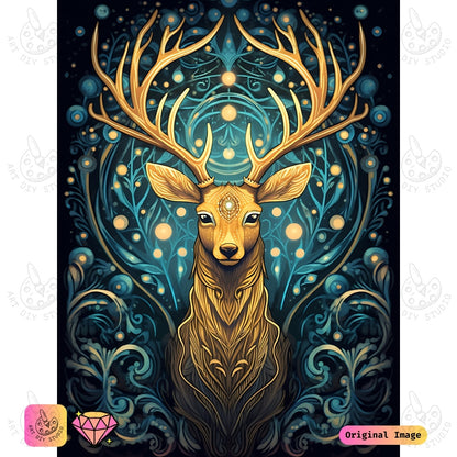 Artdiystudio Cosmic Stags Aura Diy Diamond Painting Kit A Magical Journey Into The Heart Of The Forest 6
