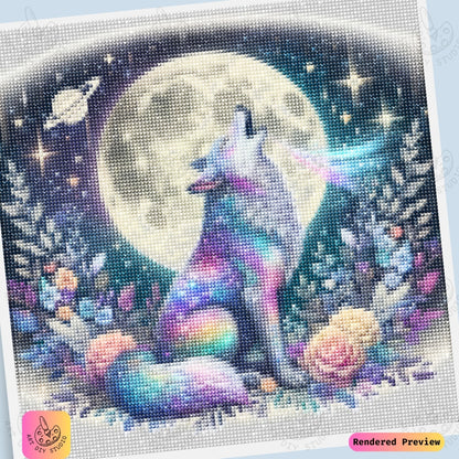 Artdiystudio Cosmic Wolf Serenade Diy Diamond Painting Kit A Starlit Masterpiece 6