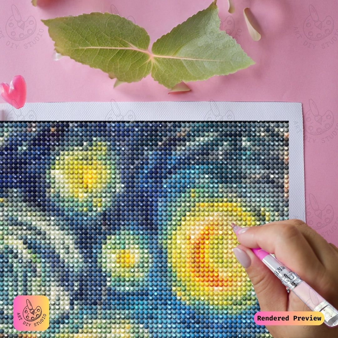 Artdiystudio Cosmic Yowl Diy Diamond Painting Kit A Yowling Cat In The Starry Night 4