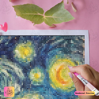 Artdiystudio Cosmic Yowl Diy Diamond Painting Kit A Yowling Cat In The Starry Night 4