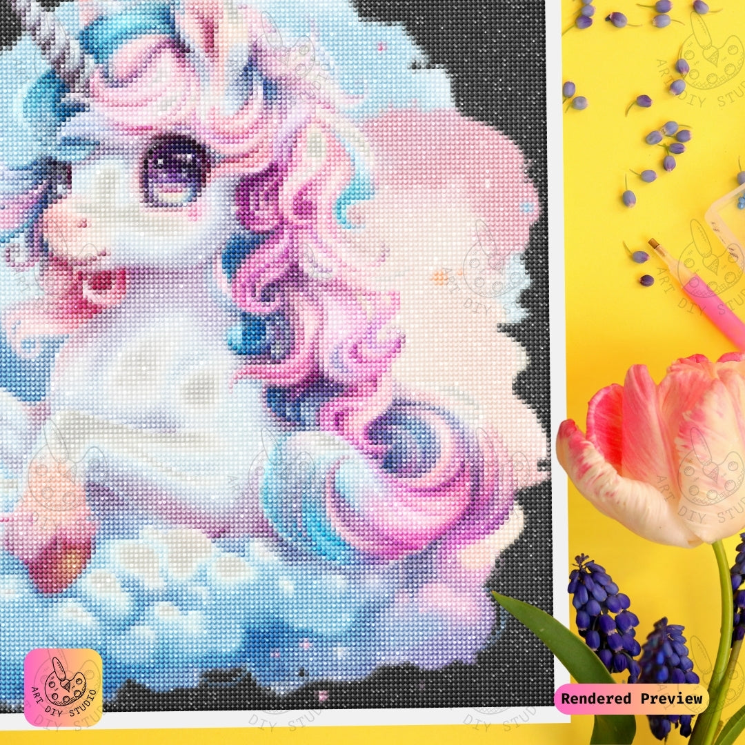Artdiystudio Cotton Candy Unicorn Diy Diamond Painting Kit A Sweet Fantasy Adventure 3