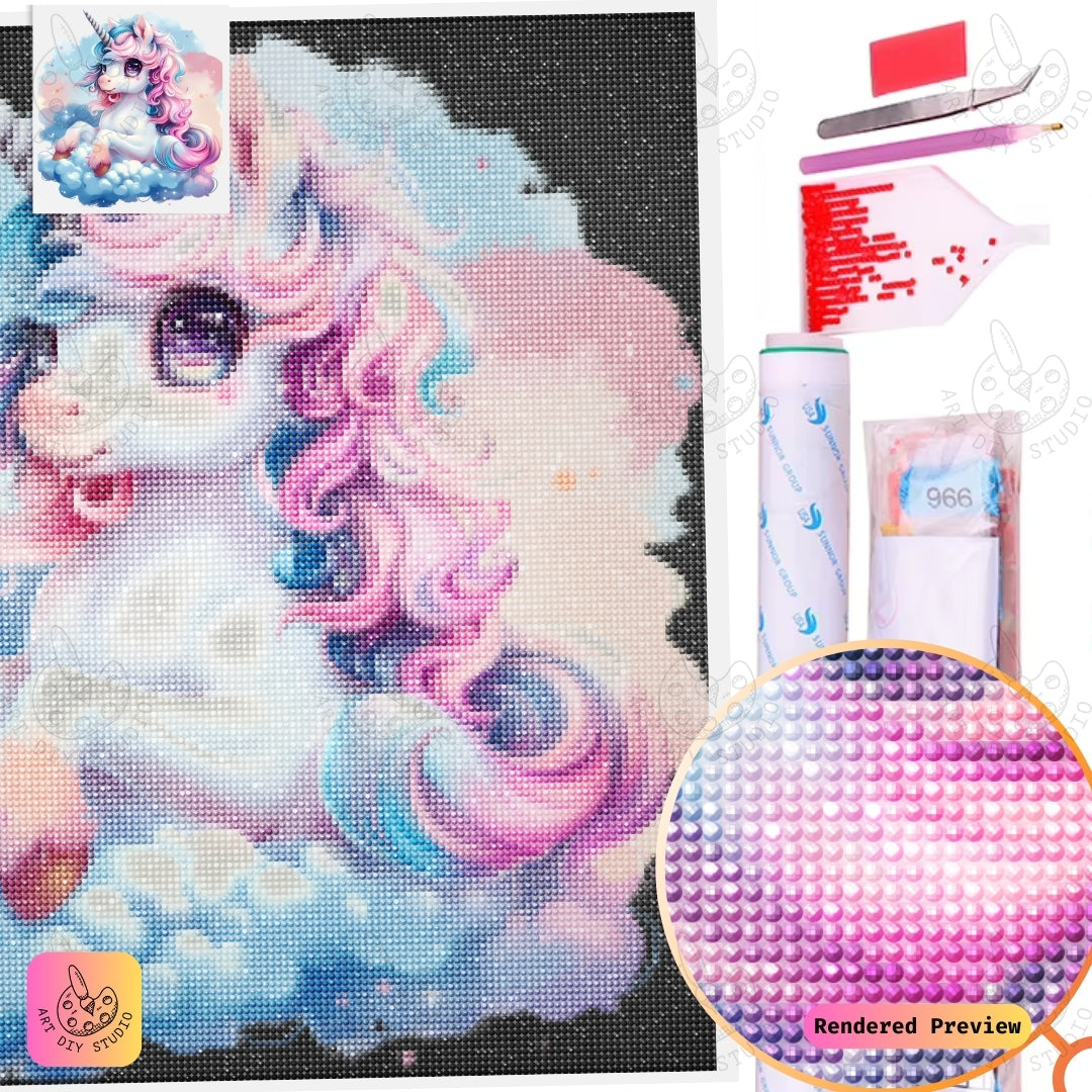 Artdiystudio Cotton Candy Unicorn Diy Diamond Painting Kit A Sweet Fantasy Adventure 5
