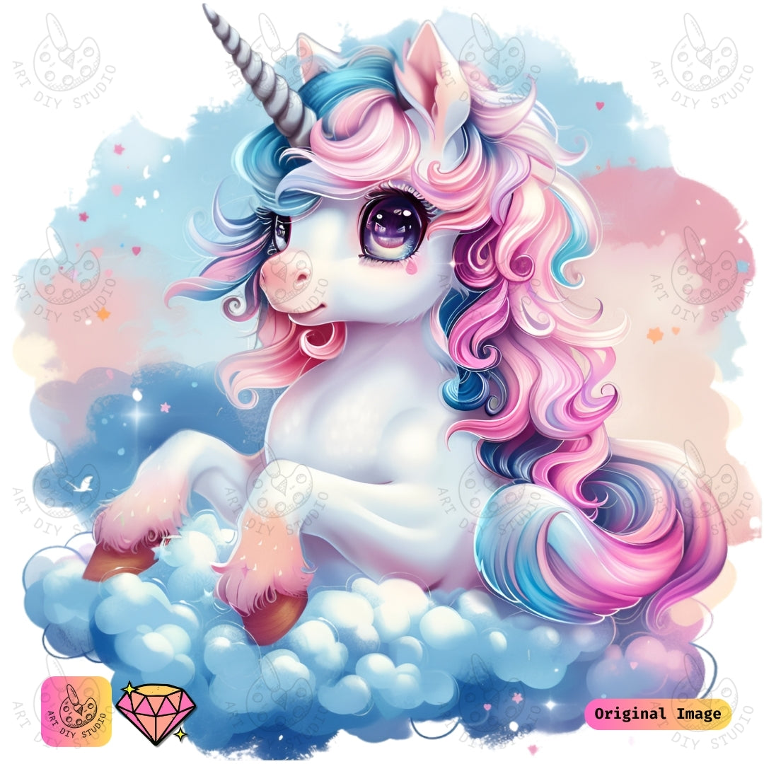 Artdiystudio Cotton Candy Unicorn Diy Diamond Painting Kit A Sweet Fantasy Adventure