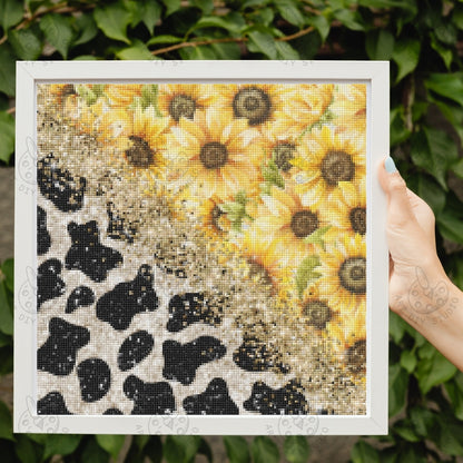 Artdiystudio Cow Print Sunflower Sparkle Diy Diamond Painting Kit Bold Fun And Glamorous 2