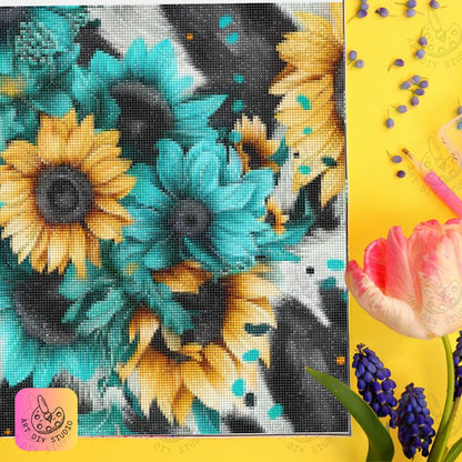 Artdiystudio Cowgirl Sunflower Burst Diy Diamond Painting Kit Bold Bright And Western 6