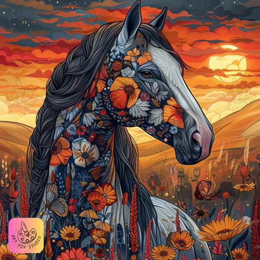 Artdiystudio Craft A Floral Masterpiece With Wildflower Harmony Horse Diamond Art Kit 8