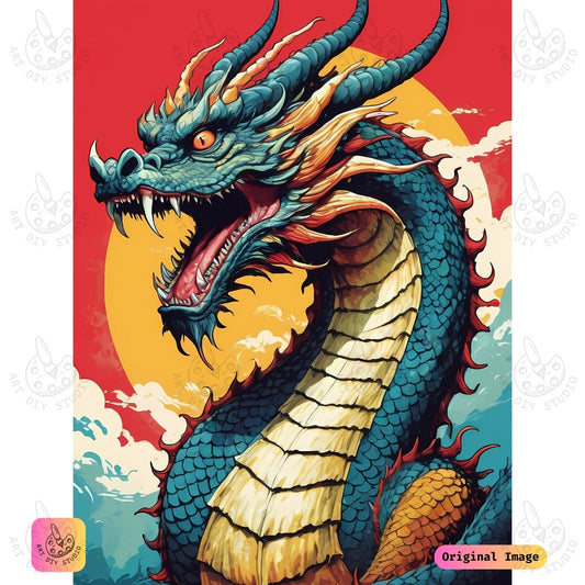 Artdiystudio Crimson Sky Serpent Diy Diamond Painting Kit A Legendary Masterpiece