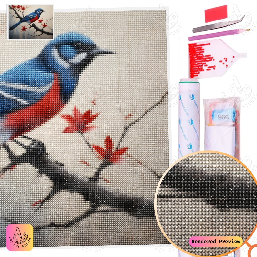 Artdiystudio Crimson Winged Majesty Diy Diamond Painting Kit A Majestic Bird In Full Color 2