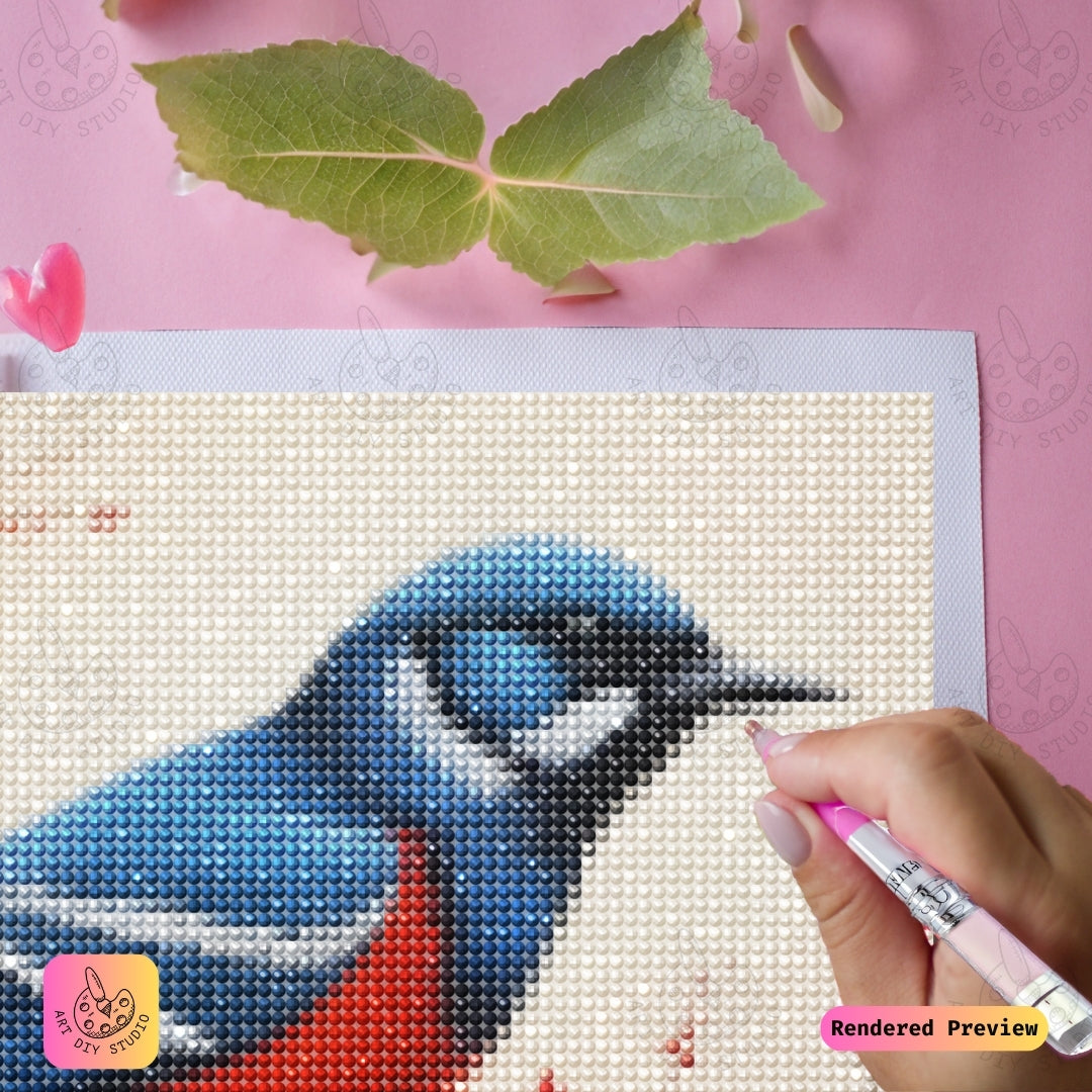 Artdiystudio Crimson Winged Majesty Diy Diamond Painting Kit A Majestic Bird In Full Color 3