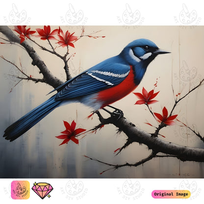 Artdiystudio Crimson Winged Majesty Diy Diamond Painting Kit A Majestic Bird In Full Color 6