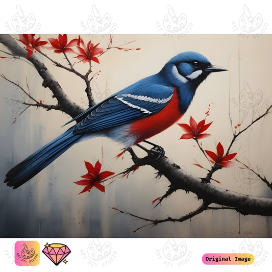 Artdiystudio Crimson Winged Majesty Diy Diamond Painting Kit A Majestic Bird In Full Color 6