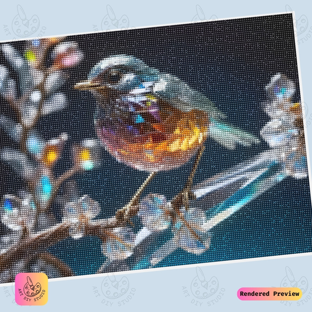 Artdiystudio Crystal Bird On Branch Diy Diamond Painting Kit A Radiant Masterpiece Of Light And Elegance