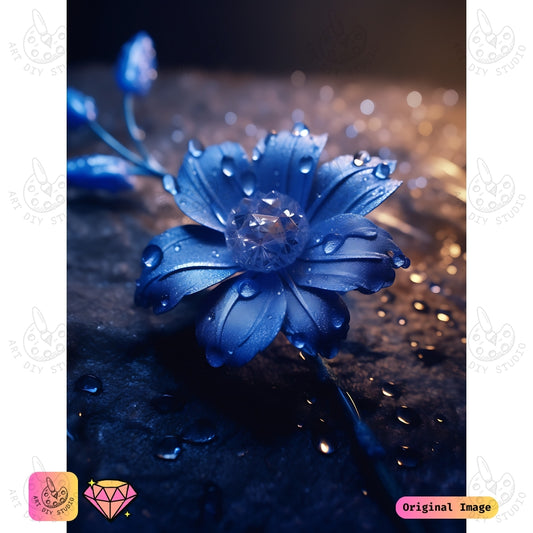 Artdiystudio Crystalline Blue Bloom Diy Diamond Painting Kit A Captivating Floral Masterpiece
