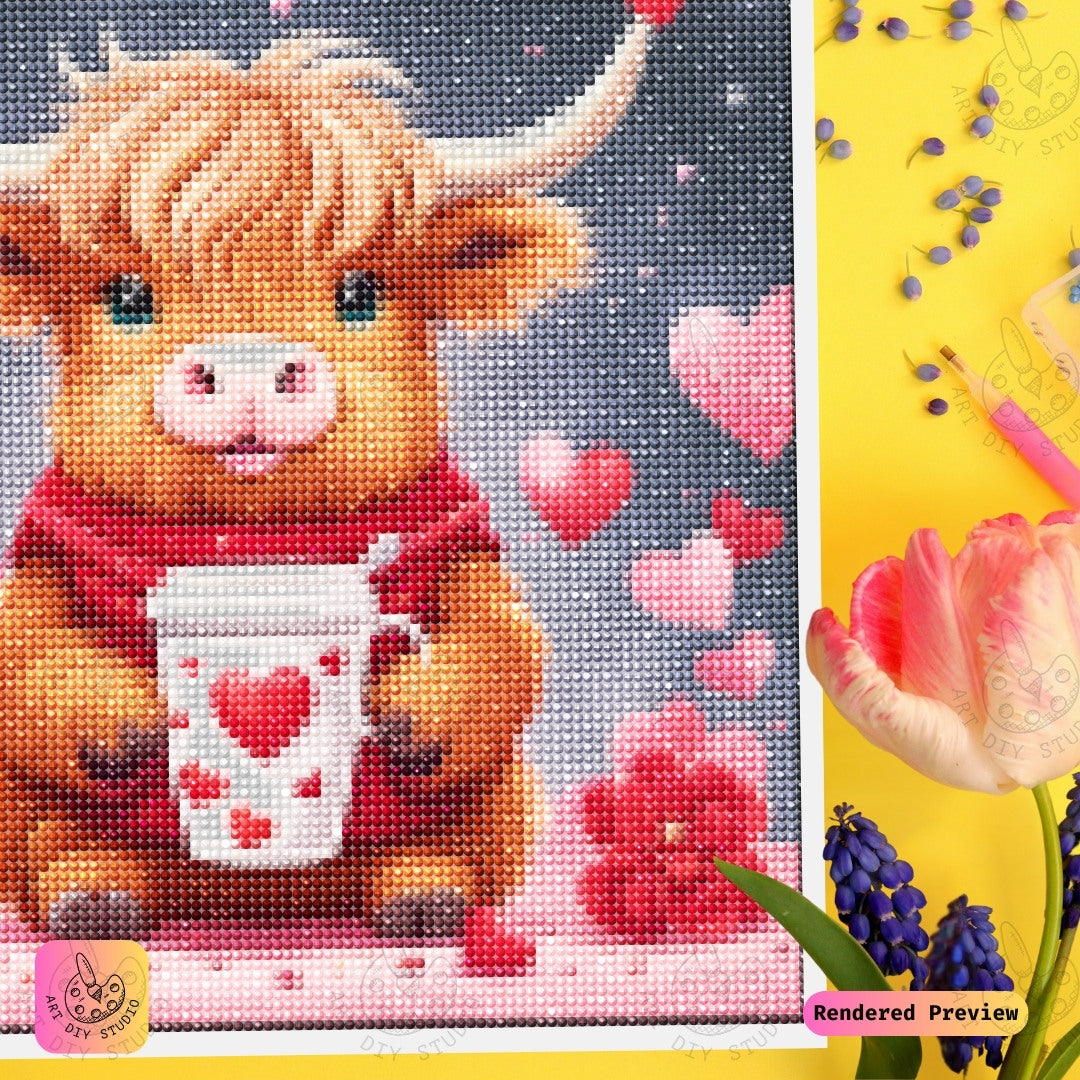 Artdiystudio Cuppa Moo Love Diy Diamond Painting Kit A Heartfelt Expression Of Adorable Charm 3