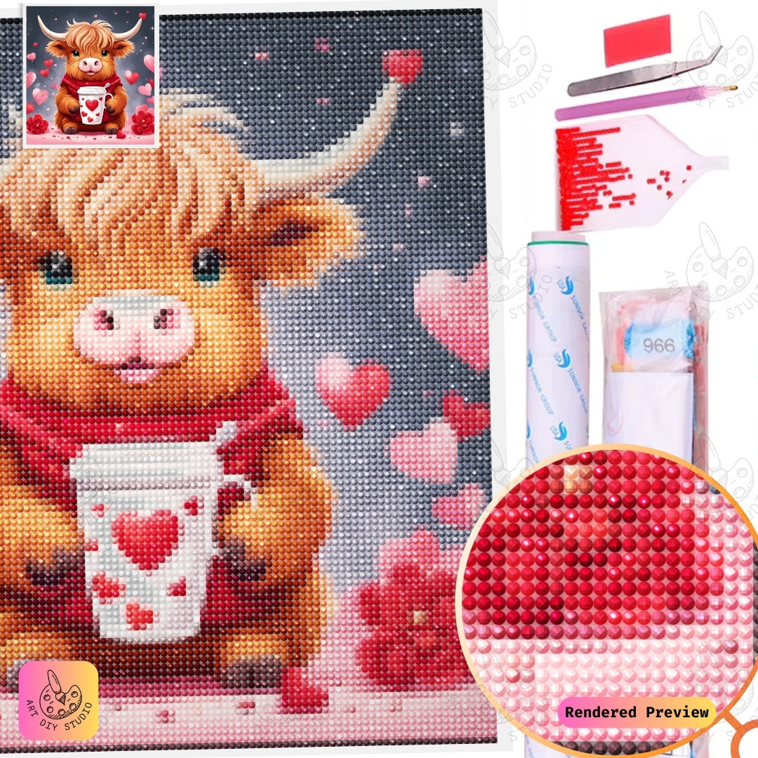 Artdiystudio Cuppa Moo Love Diy Diamond Painting Kit A Heartfelt Expression Of Adorable Charm 5