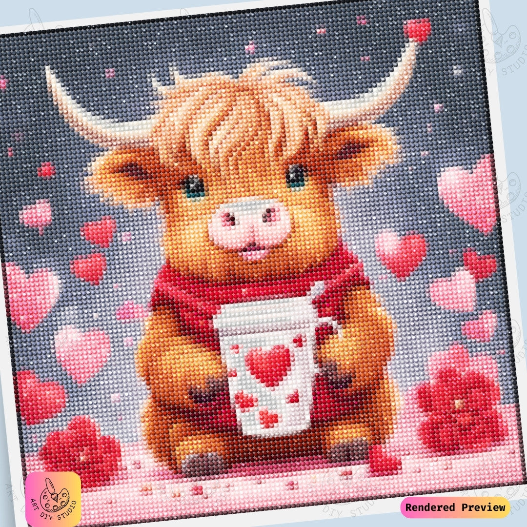 Artdiystudio Cuppa Moo Love Diy Diamond Painting Kit A Heartfelt Expression Of Adorable Charm 6