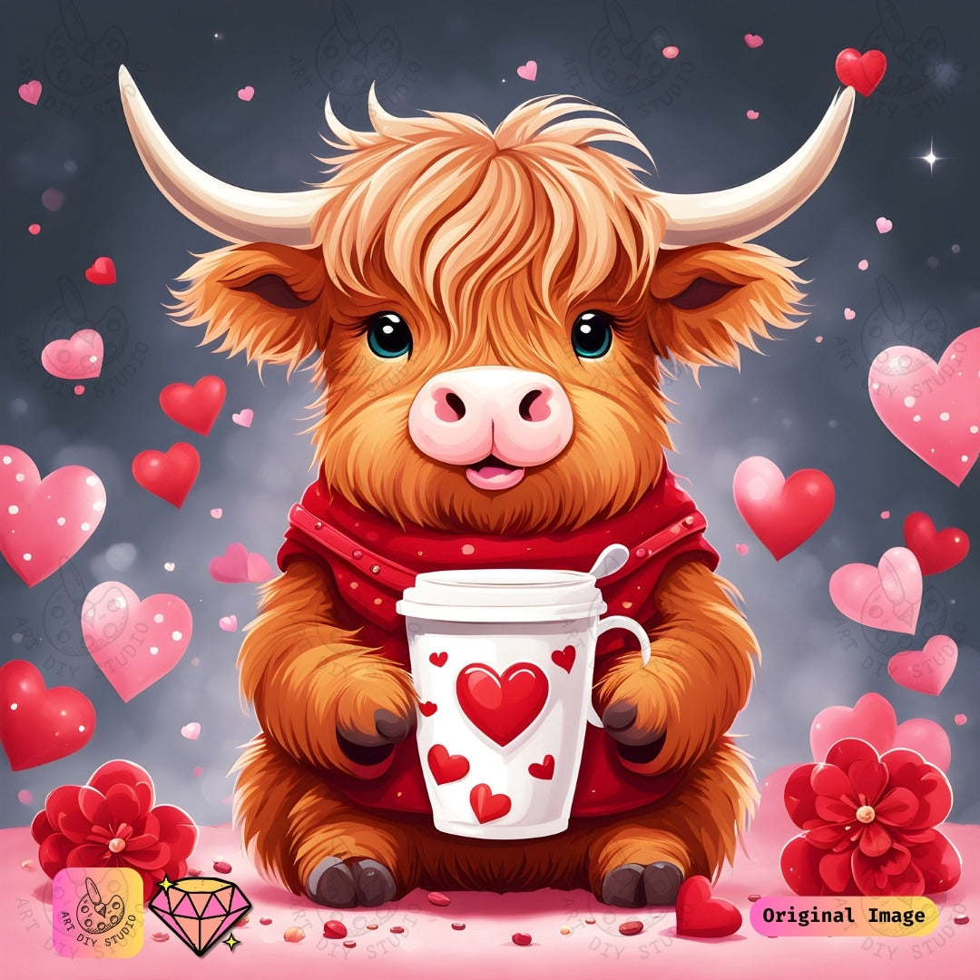 Artdiystudio Cuppa Moo Love Diy Diamond Painting Kit A Heartfelt Expression Of Adorable Charm
