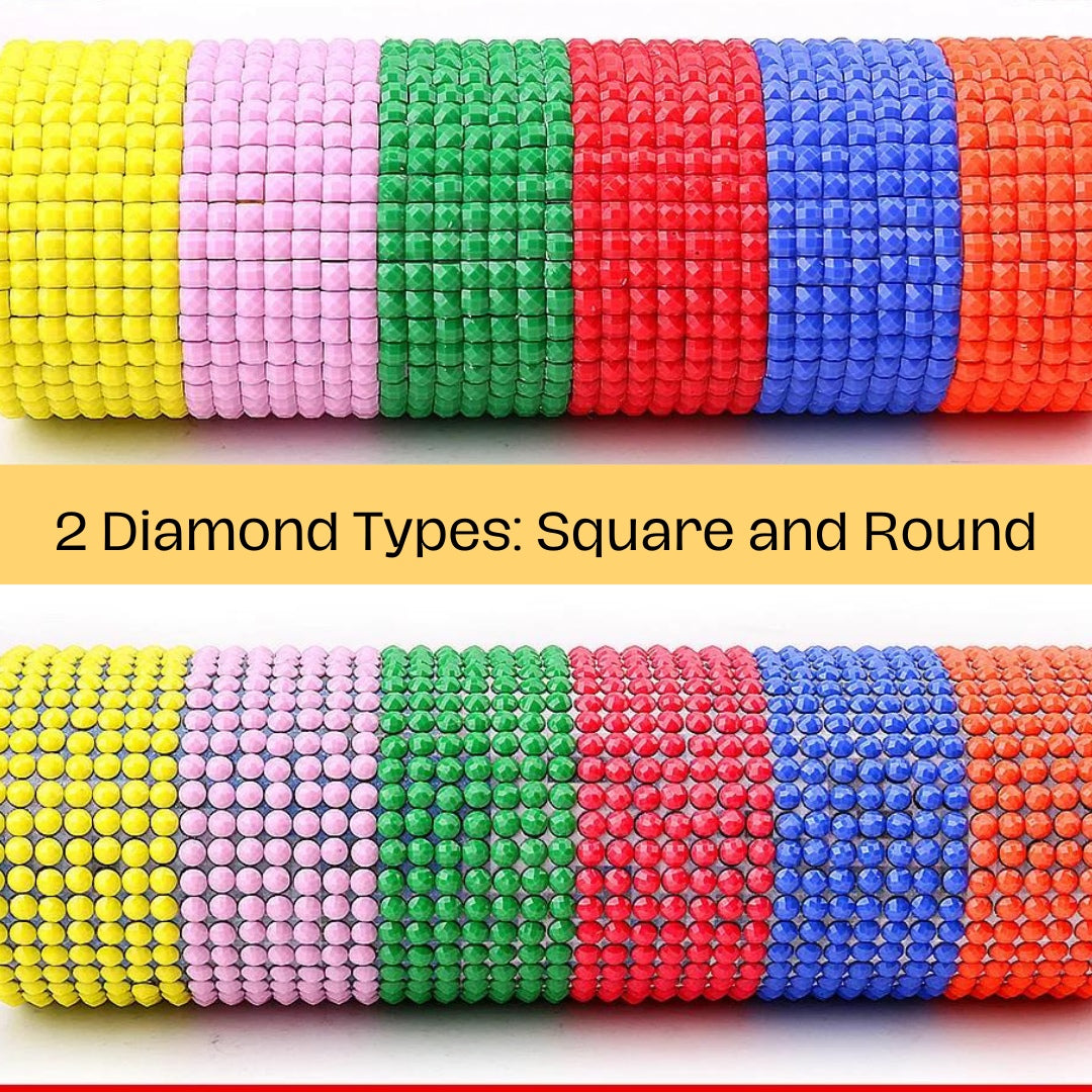 2 Diamond types square and round Artdiystudio.com