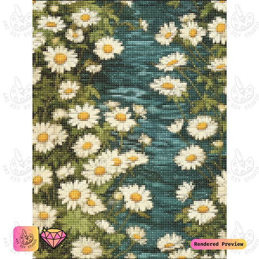Artdiystudio Daisy Stream Harmony Diy Diamond Painting Kit A Rustic Floral Masterpiece 2