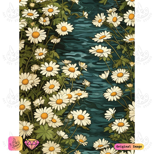Artdiystudio Daisy Stream Harmony Diy Diamond Painting Kit A Rustic Floral Masterpiece