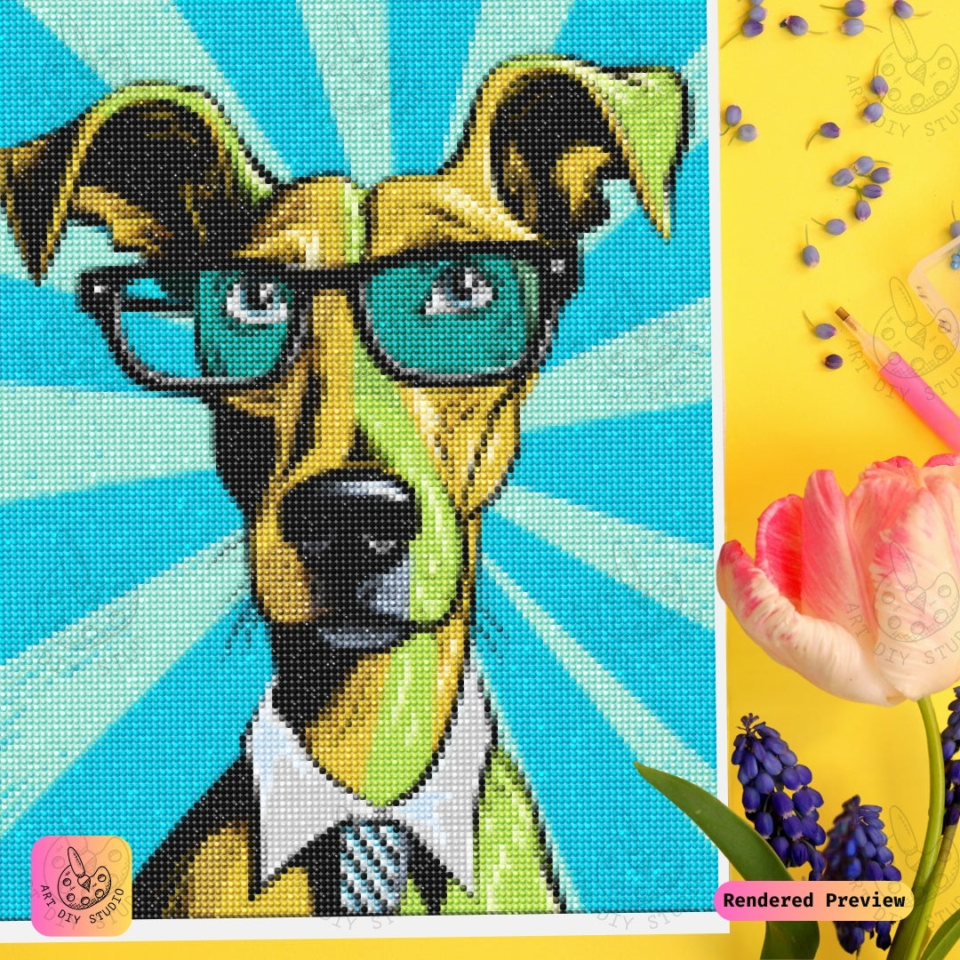 Artdiystudio Dapper Dog Diy Diamond Painting Kit A Stylish Craft For Dog Lovers 4