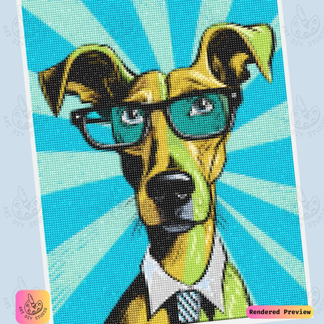 Artdiystudio Dapper Dog Diy Diamond Painting Kit A Stylish Craft For Dog Lovers