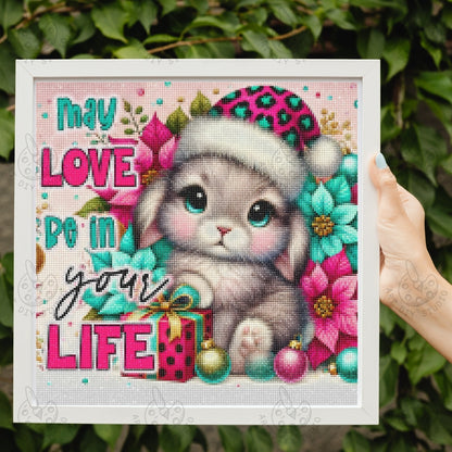 DIY Bunny Christmas Diamond Painting Kit Product Image Artdiystudio.com