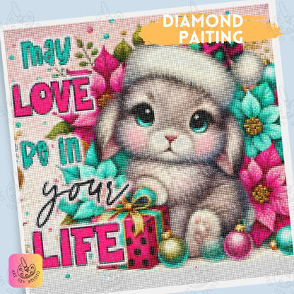 DIY Bunny Christmas Diamond Painting Kit Product Image Artdiystudio.com