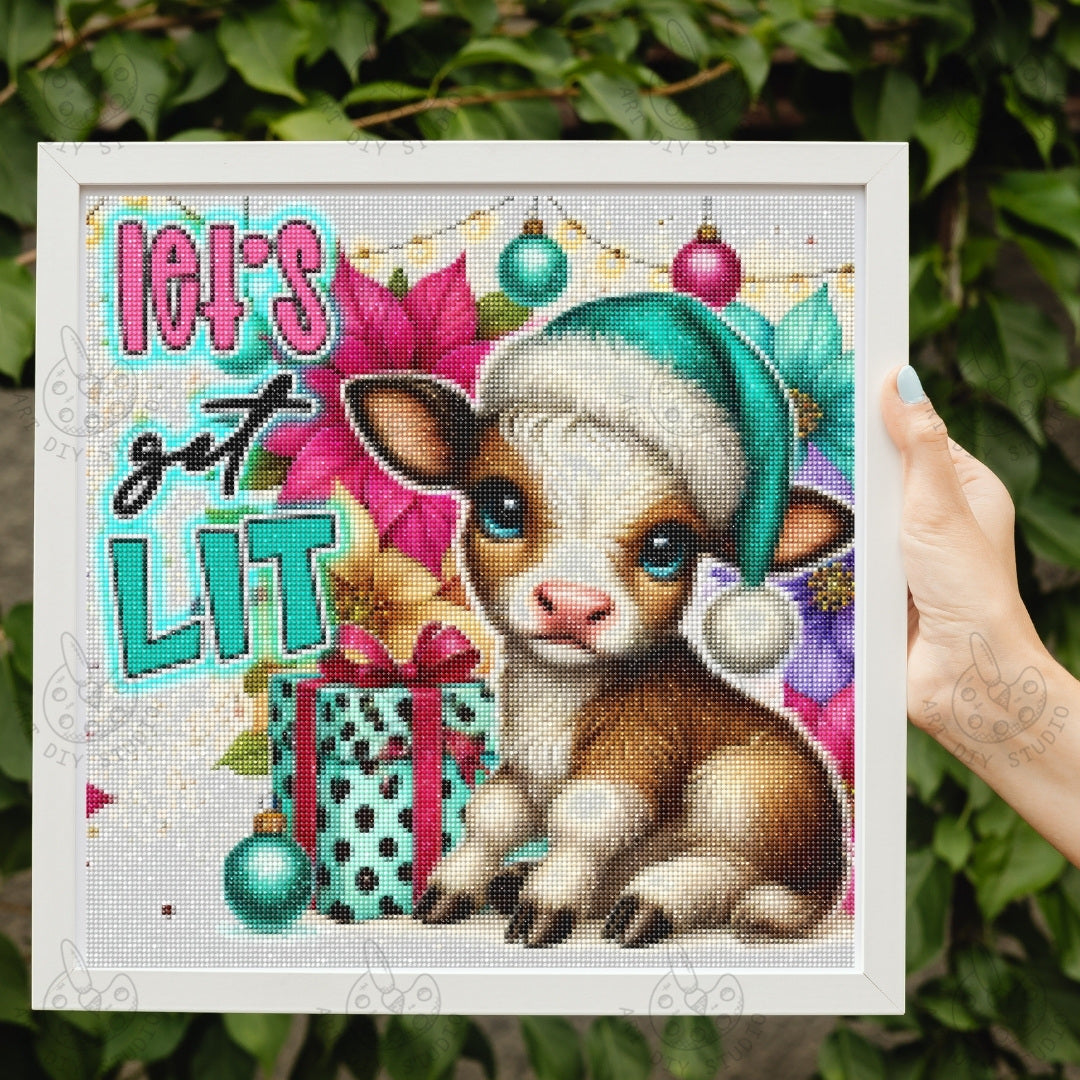 DIY Festive Cow Diamond Painting Kit Product Image Artdiystudio.com