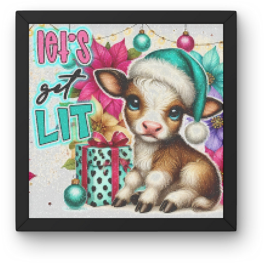 DIY Festive Cow Diamond Painting Kit Product Image Artdiystudio.com