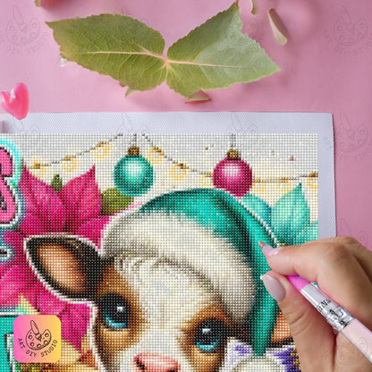 DIY Festive Cow Diamond Painting Kit Product Image Artdiystudio.com