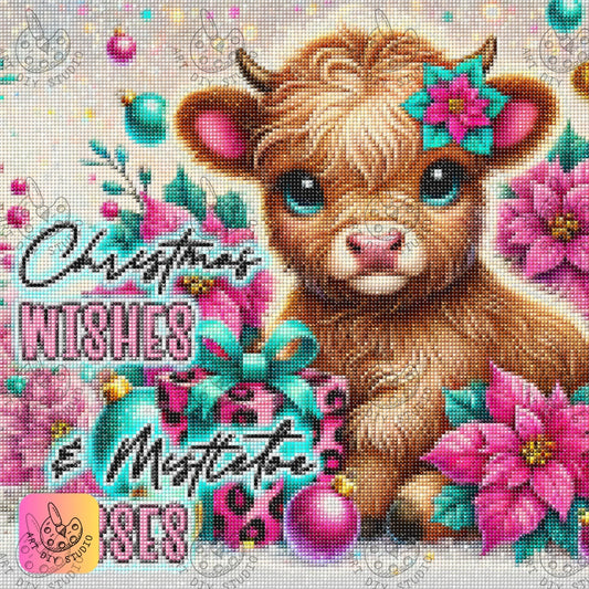 DIY Highland Calf Christmas Diamond Painting Kit Product Image Artdiystudio.com