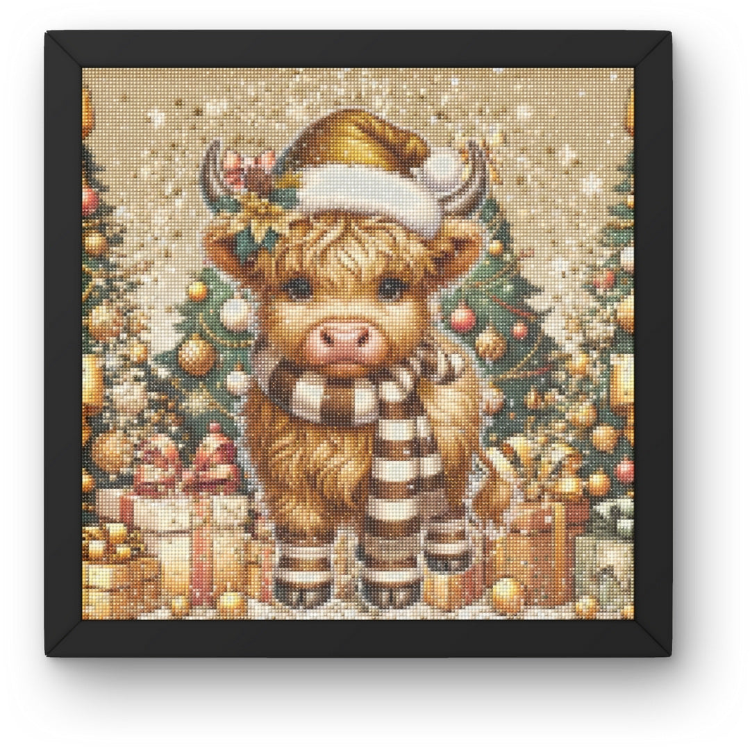 DIY Highland Cow Christmas Diamond Painting Kit Product Image Artdiystudio.com