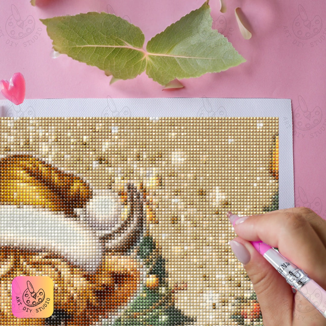 DIY Highland Cow Christmas Diamond Painting Kit Product Image Artdiystudio.com