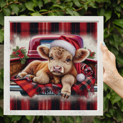 DIY Highland Cow Christmas Diamond Painting Kit Product Image Artdiystudio.com