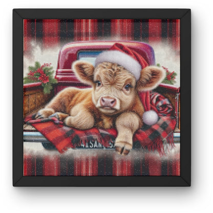 DIY Highland Cow Christmas Diamond Painting Kit Product Image Artdiystudio.com