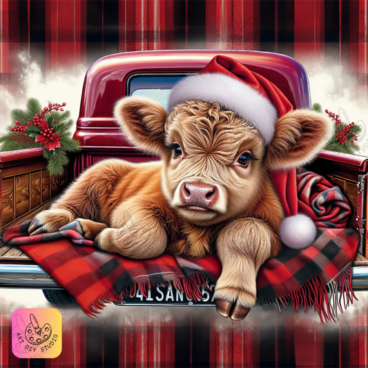 DIY Highland Cow Christmas Diamond Painting Kit Product Image Artdiystudio.com