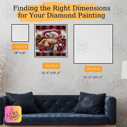 DIY Highland Cow Christmas Diamond Painting Kit Product Image Artdiystudio.com
