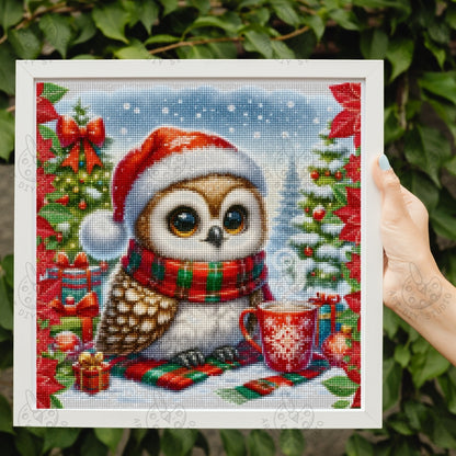 DIY Owl Christmas Diamond Painting Kit Product Image Artdiystudio.com
